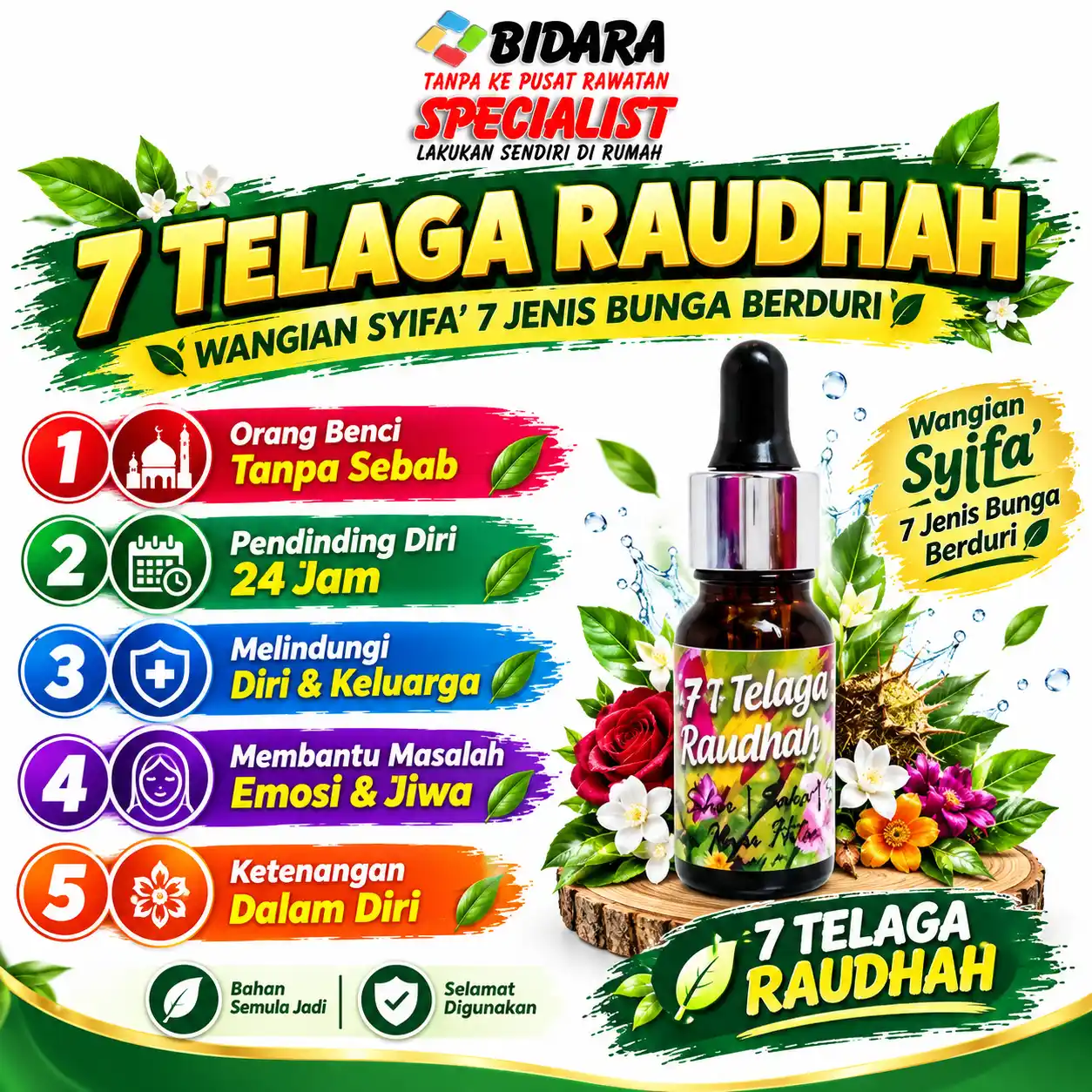 7 Telaga Raudhah Perfume (10 ml) 1 7 telaga wangian raudhah, 7 telaga raudhah, saka rezeki, bau wangi yang menenangkan